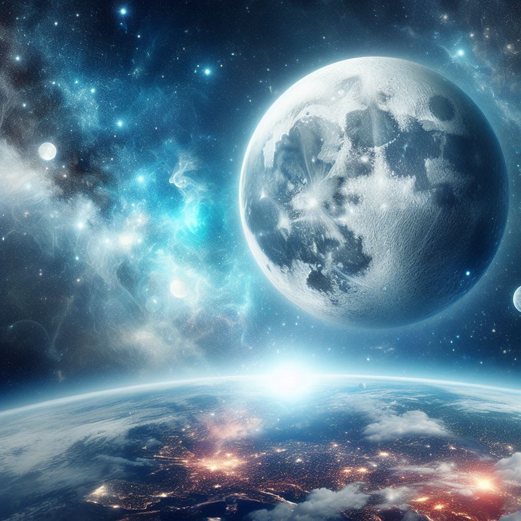 A Lua na órbita da Terra.