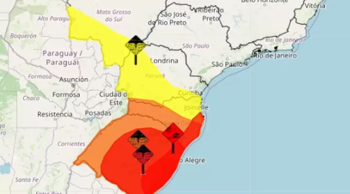 Alerta de Tempestade para RS e SC