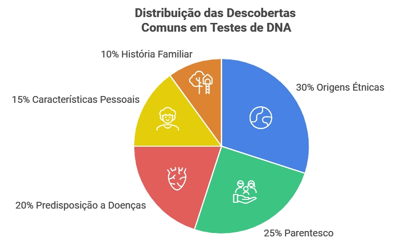 distribuição das descobertas comuns em testes de dna