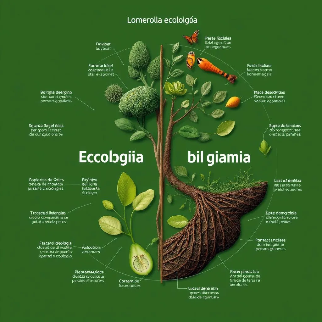 uma representação da diferença entre biologia e ecologia