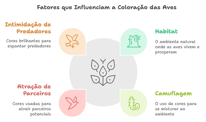 gráfico dos fatores que influencias a coloração das aves